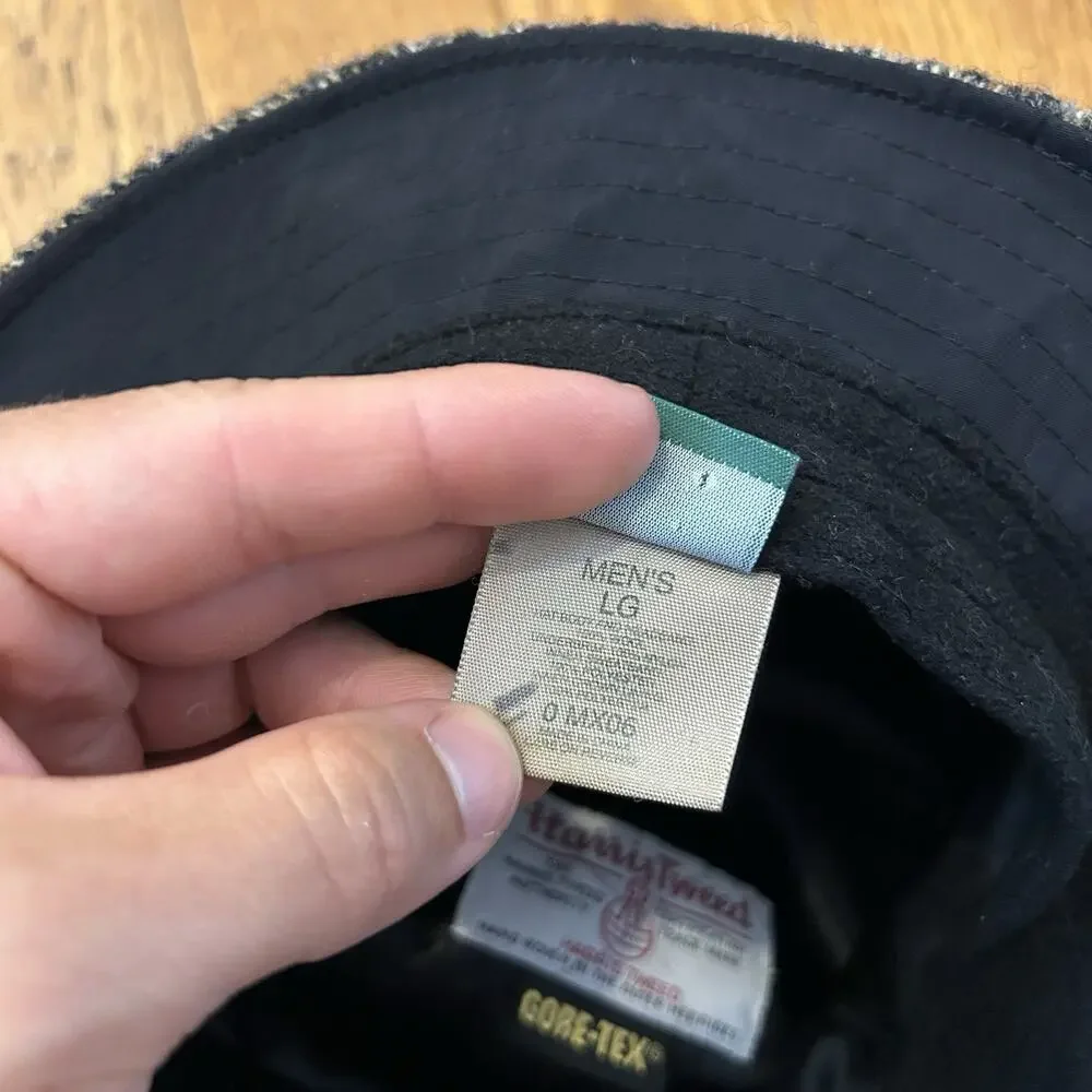 Vintage Ll Bean Harris Tweed Tweed Wool Goretex Bucket Hat Mens Large